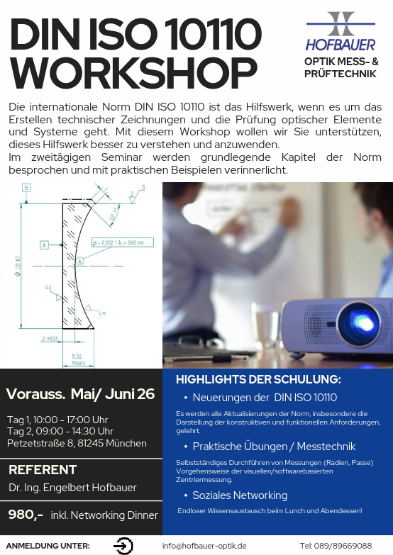 DIN ISO 10110 Workshop Flyer
